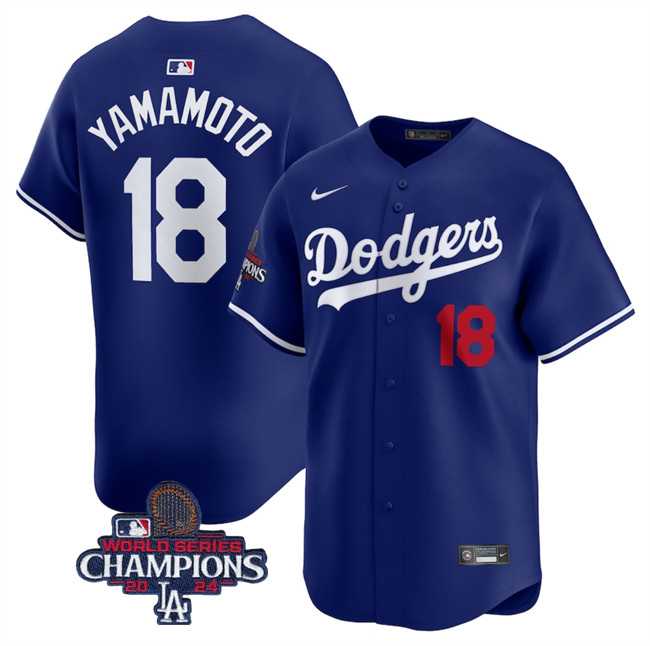 Men's Los Angeles Dodgers #18 Yoshinobu Yamamoto Royal 2024 World Series Champions Alternate Limited Stitched Baseball Jersey,We sell and wholesale Men's Los Angeles Dodgers #18 Yoshinobu Yamamoto Royal 2024 World Series Champions Alternate Limited Stitched Baseball Jersey on line form chian!